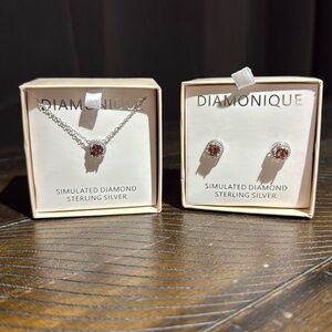 Diamonique necklace and hearing set